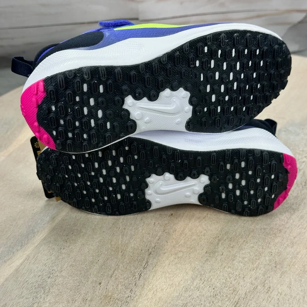 Nike Revolution 7 Kids Sneakers Blue Lime Blast FB7690-500 10C